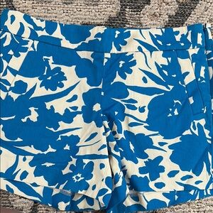 J. Crew High Waist Blue and White Shorts